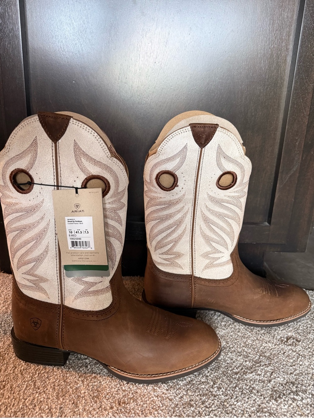 Ariat Brown and Cream Short Western Pull-On Boots